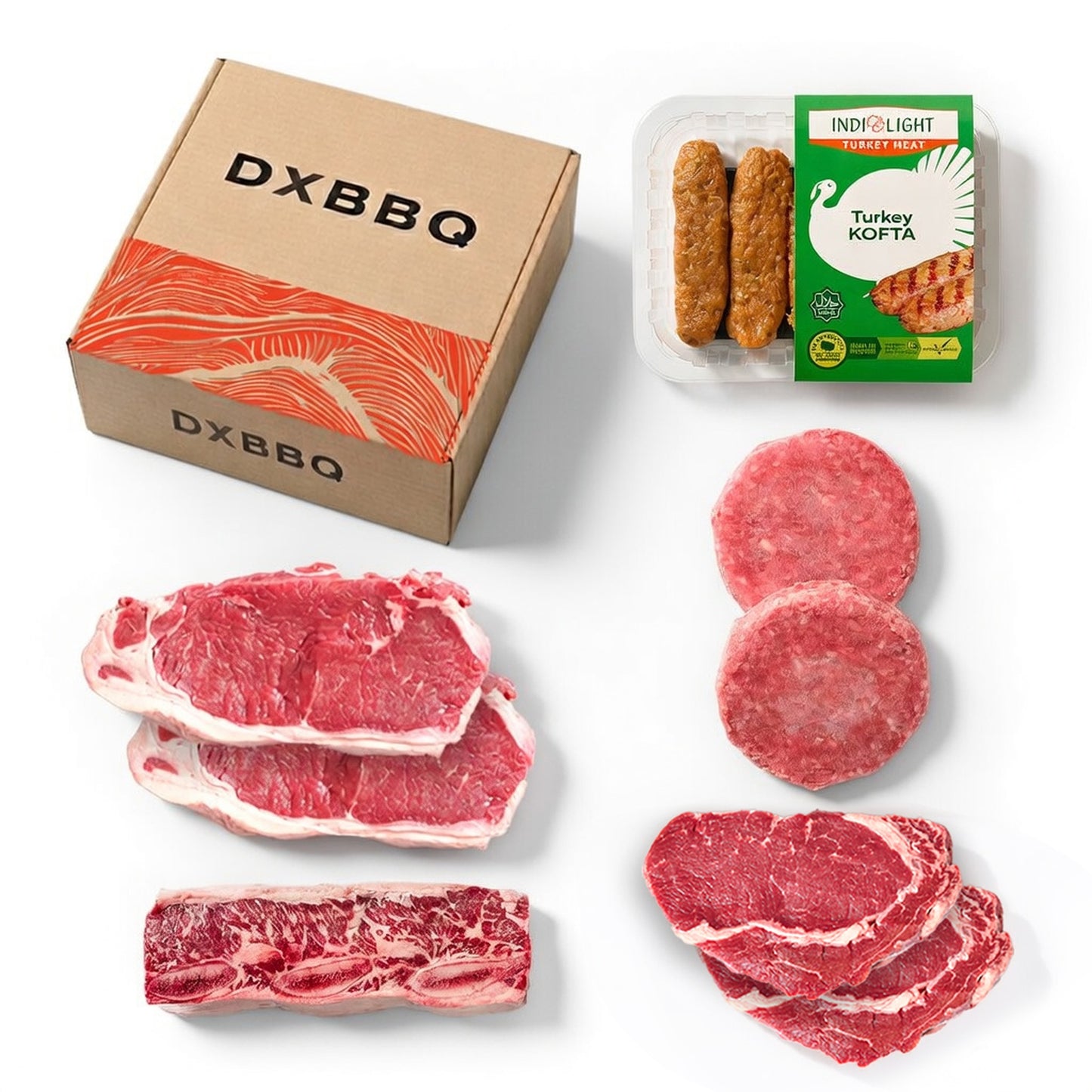 Spring Family Grill (2 Ribeyes + 2 Striploins +Short Ribs + 2 Burgers +Kofta)