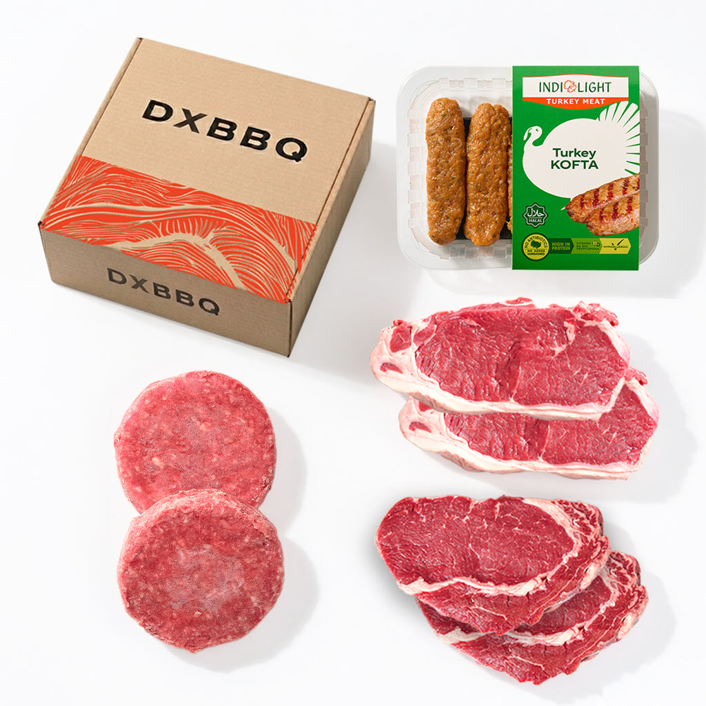 BBQ Family Box (2 Ribeyes + 2 Striploins + 2 Burgers + Kofta)