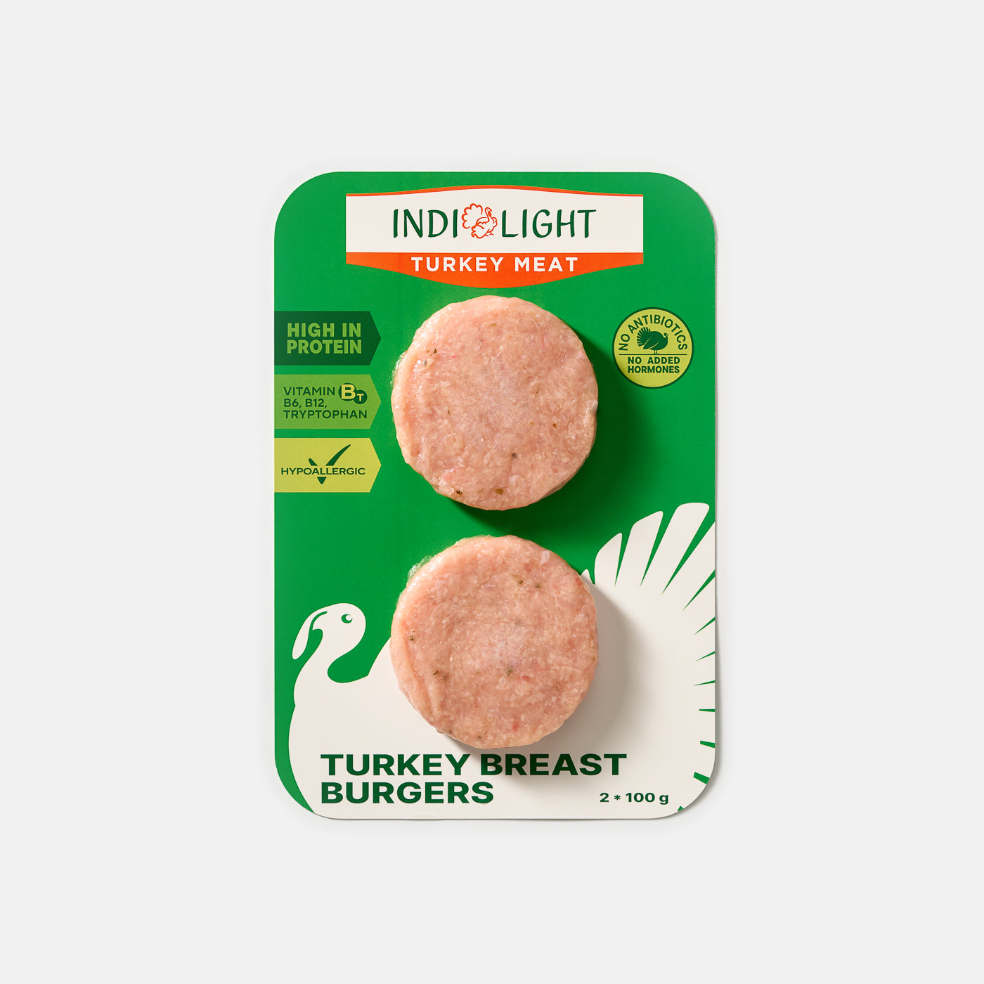 Indilight Turkey Breast Burgers – 2 X 100g